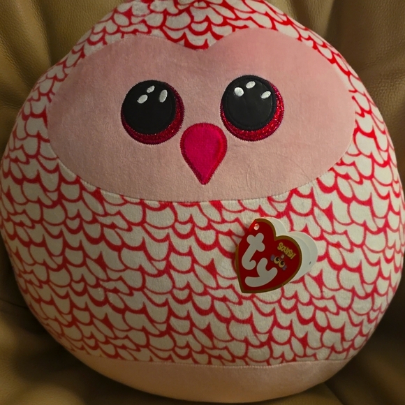 TY Squish-A-Boos Plush - PINKY the Owl (14 inch) - Squishy Stuffed Animal - Picture 1 of 5